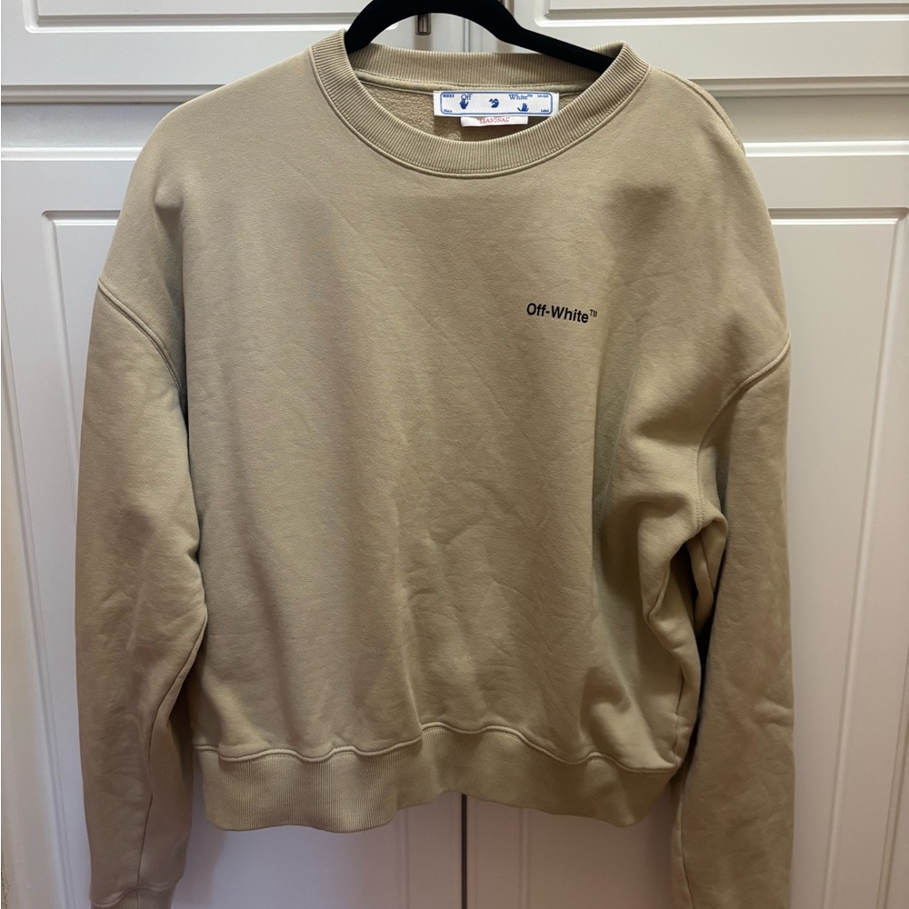 Off-White Men's Beige Crewneck Sweater